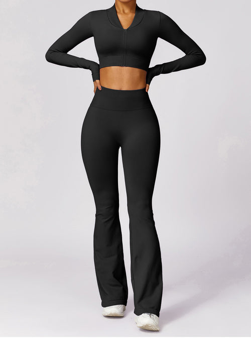 Flare & Fit 3-delige set – top, high-waist legging en jasje – SCOSCOLLECTION