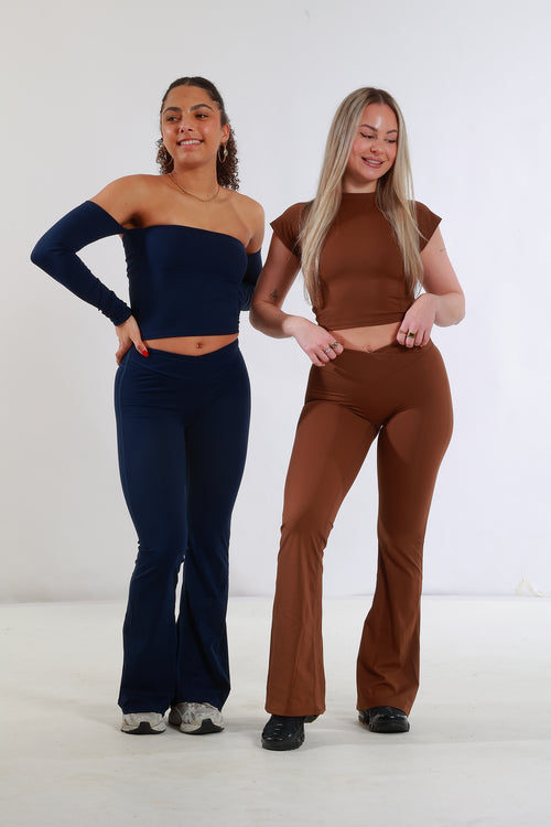 Mova set – high-waisted flared legging met afneembare mouwen – athleisure dames